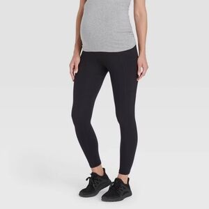 NEW! Isabel Maternity Black Over Belly Active Pocket Leggings Size L